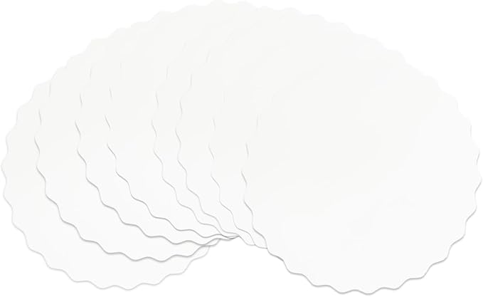 qiqee 12 Inch White Wave Cake Boards Round 15-Packs Circles Rounds Base Food-Grade Cardboard Wave Cake Plate（Thinner But Stronger）
