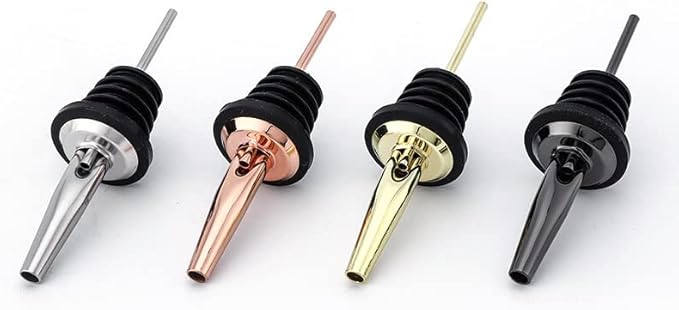 Pafusen 12 Pack Liquor Bottle Pourers, Liquor Pour Spout for Liquor Bottles, Stainless Steel Olive oil Dispenser Spout, Alcohol Pourer Dust Caps Covers Fixed, Rose Gold