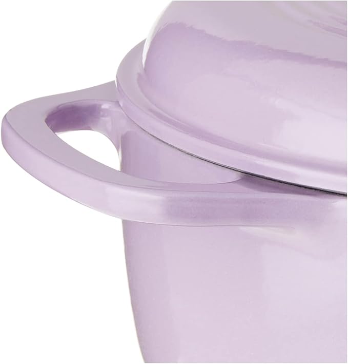Lodge 6 Quart Enameled Cast Iron Dutch Oven with Lid – Dual Handles – Oven Safe up to 500° F or on Stovetop - Use to Marinate, Cook, Bake, Refrigerate and Serve – Lilac