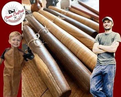 Handmade 12" Walnut French Rolling Pin for Dough - Tapered Wooden Rolling Pin for Baking, Pizza, Chapati, Tortilla, and More - Crafted in Kentucky