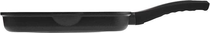 11 Inch Non Stick Grill Pan Granite Coated with Pour Spout - Lightweight 2.66 Quart Grill Pan for Indoor Cooking with Grip Handle - Induction Compatible PFOA Free Stove Top (Black)