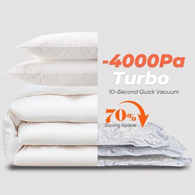 Vacuum Seal Bags for Clothing, 8 Pack 39" Vacuum Storage Bags with Rechargeable Cordless Pump Compression Packing for Clothes Blankets Space Saver for Queen-Size Duvets Comforters Pillows