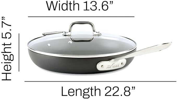 All-Clad HA1 Hard Anodized Nonstick Fry Pan 12 Inch Induction Oven Broiler Safe 500F, Lid Safe 350F Pots and Pans, Cookware Black