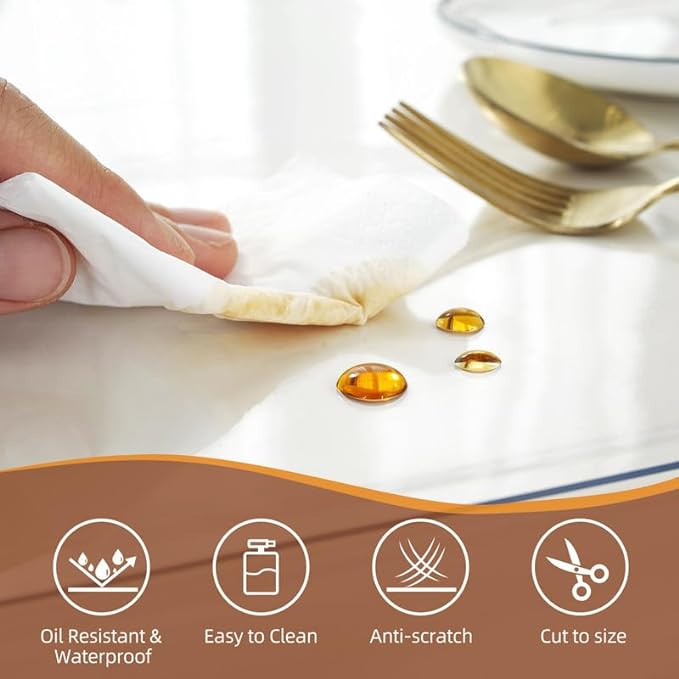 Warmstar Clear Table Cover Protector 42 x 42 Inch,1.5mm Thick Plastic Table Cover Rectangle,PVC Clear Table Protector,Desk Protector Mat for Kitchen, Dresser, Writing Desk，Dining Room Table