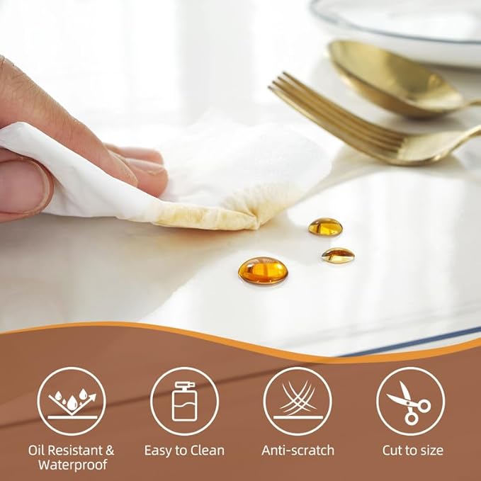 Warmstar Clear Table Cover Protector 36 x 96 Inch,1.5mm Thick Plastic Table Cover Rectangle,PVC Clear Table Protector,Desk Protector Mat for Kitchen, Dresser, Writing Desk，Dining Room Table