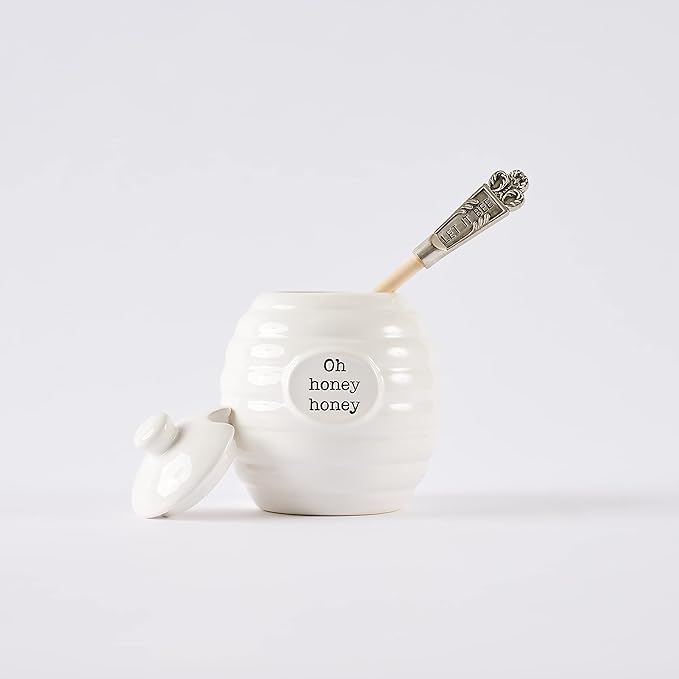 Mud Pie Honey Pot Serving Set, White