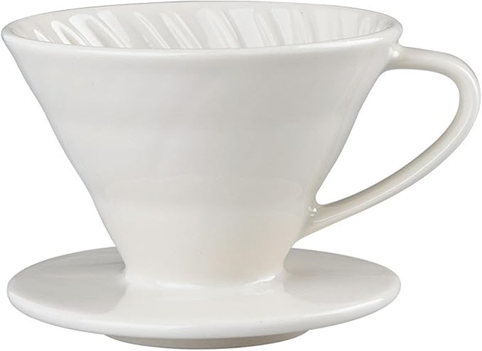 Pour Over Coffee Maker, Single Cup Coffee Dripper, Manual Porcelain Slow Brewing Accessories for Travel, Camping, Office, Home, Cafe, Coffee Gifts (White, Large,2-4Cups)