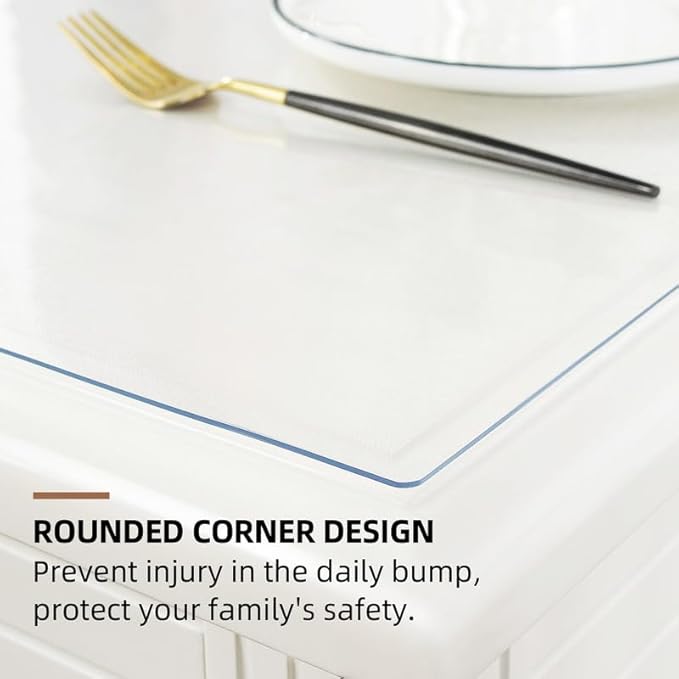 Warmstar Clear Table Cover Protector 16 x 60 Inch,1.5mm Thick Plastic Table Cover Rectangle,PVC Clear Table Protector,Desk Protector Mat for Kitchen, Dresser, Writing Desk，Dining Room Table