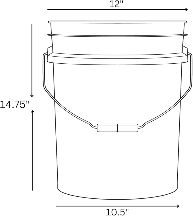 House Naturals 5 Gallon Premium HPDE Plastic Bucket - Made in USA Food Grade Storage Container, BPA Free All Purpose Pail (1, Black)
