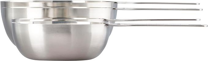 Le Creuset Batch-Baking Measuring Cups, Stainless Steel, Set of 4 (2/3 & 3/4 & 1.5 & 2 cups)