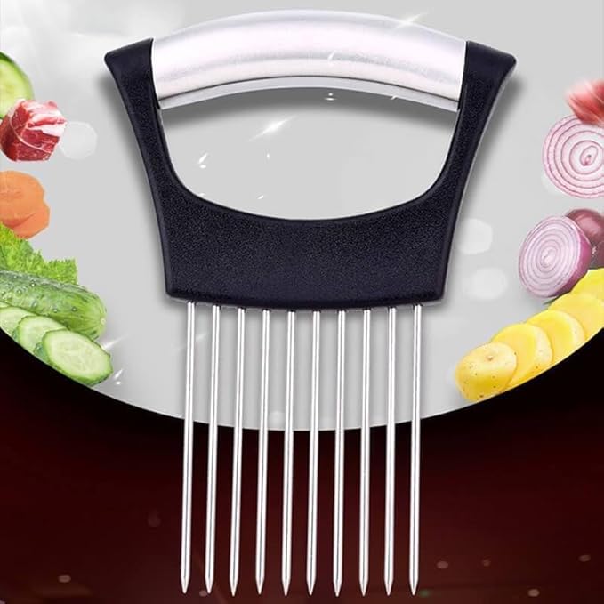 Ultra Onion Slice Holder, Stainless Steel Holder for Slicing Meat, Onion, Potato, Tomato - 2 Pack