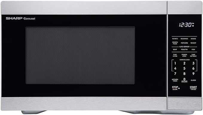 SHARP Countertop Microwave Oven with Removable 12.4" Carousel Turntable, 1000 Watt, 1.1 Cubic Feet, Stainless Steel