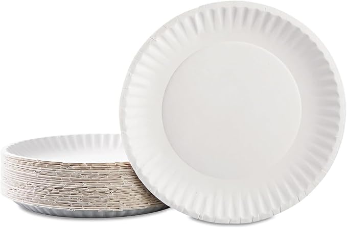 Bluetable 9 Inch Paper Plates Bulk – 1200 Count - Uncoated White 9” Dinner Plate Pizza Plate Decorative Craft Paper Plates Disposable Plates [1200 Pack/Case]