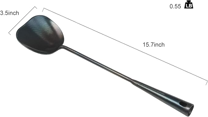 ZhenSanHuan Hand Hammered Carbon Steel Spatula Long Handle Chuan Wok Tool