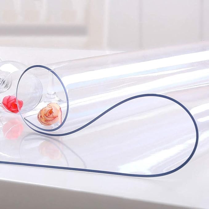 NECAUX Custom 60 x 72 Inch Clear Table Cover Protector, 1.5mm Thick Wood Grain Transparent Table Pad Non-Slip Tablecloth Plastic Protective Pad for Dining Room Table, Conference Table