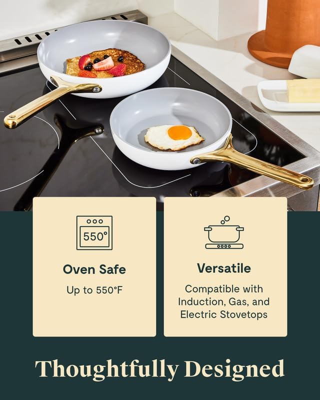Caraway Nonstick Ceramic Frying Pan (2.7 qt, 10.5") - Non Toxic, PTFE & PFOA Free - Oven Safe & Compatible with All Stovetops (Gas, Electric & Induction) - Black