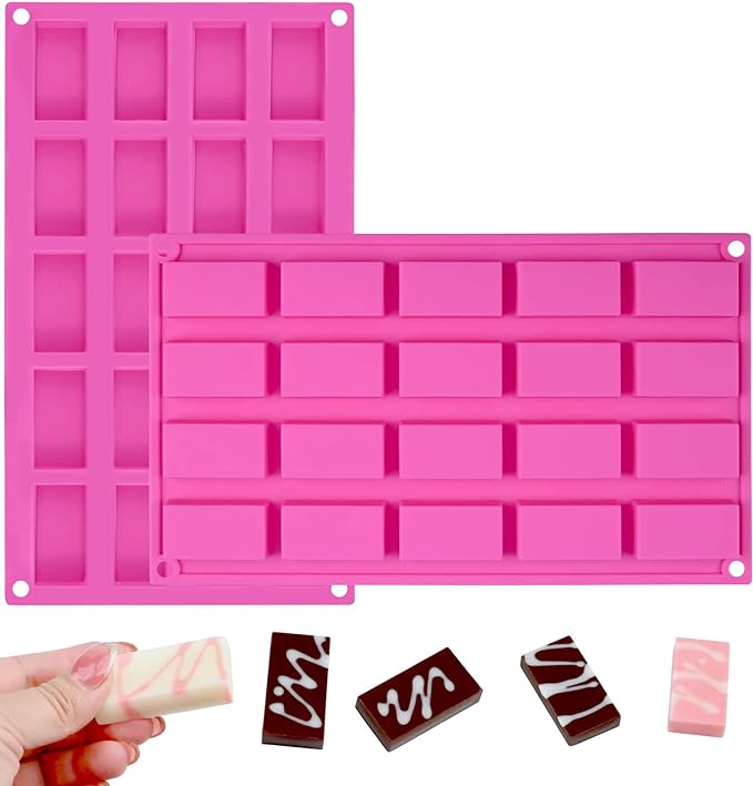 Sakolla 2 Pack Chocolate Bars Silicone Molds, Rectangles Candy Bars Molds, Making Chocolate,Rice Crispy Pops, Caramels, Dessert, Energy Bar and Soap