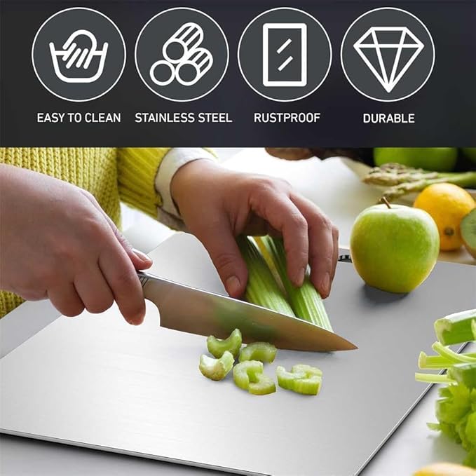 Titanium Cutting Board - 100% Pure Titanium Cutting Boards for Kitchen - Cutting Edge Hygiene & Durability, Cutting Boards for Home Kitchen Cooking (12.1 inch x 9 inch)