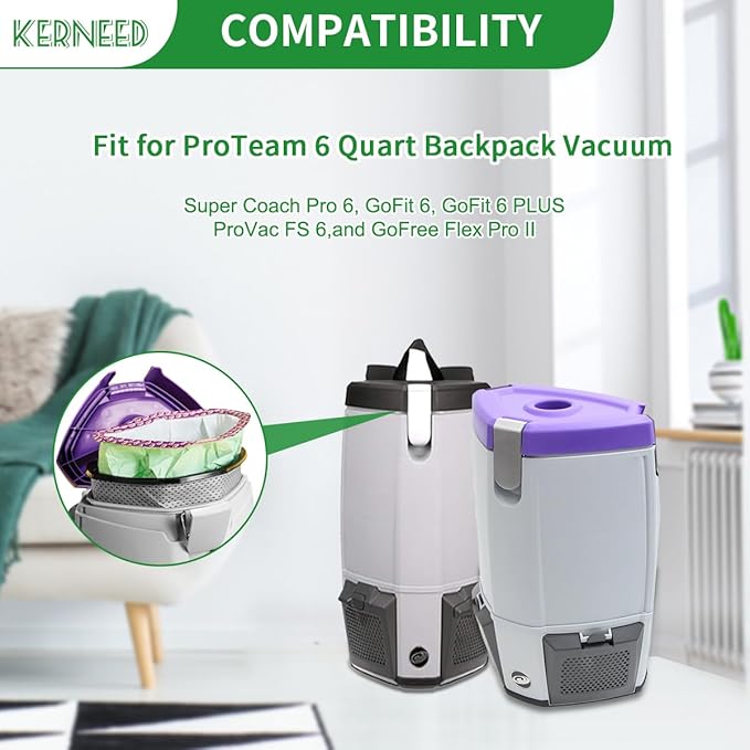 18 Pack 107314 Micro Filter Bags Replacement for Pro Team 6 Quart Backpack Vacuum: Super Coach Pro 6, ProVac FS 6, GoFit 6, GoFit 6 PLUS and GoFree Flex Pro II