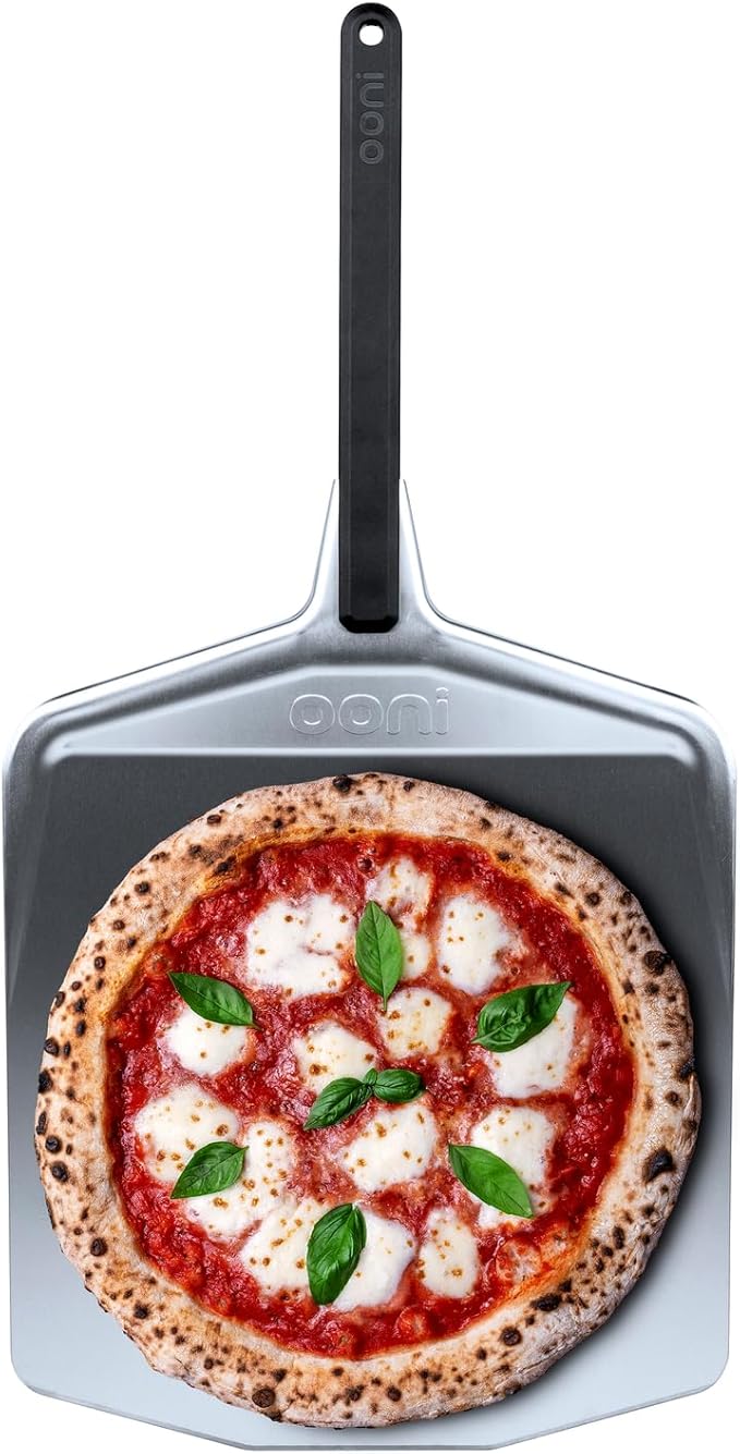 ooni 12' Aluminium Metal Pizza Peel - 12 Inch Lightweight Peel with Long Handle, Rectangle Pizza Turner