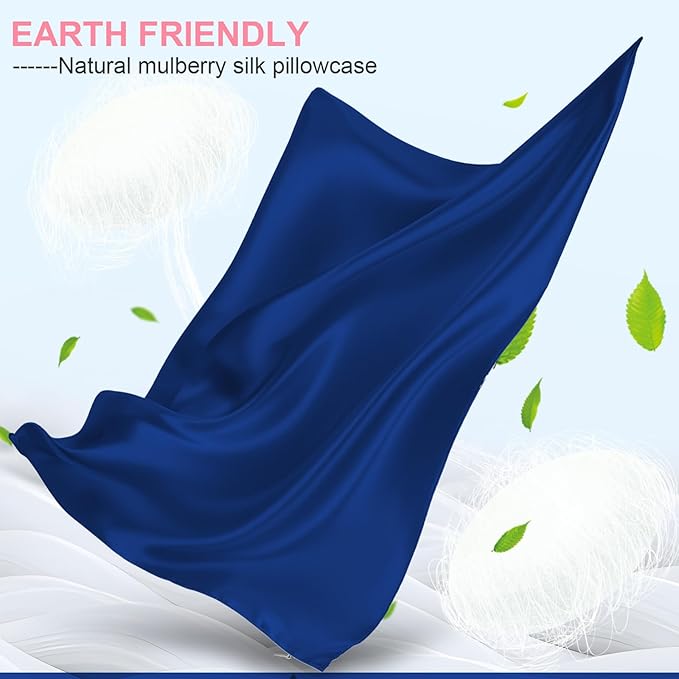 Mulberry Silk Pillow Cases King Size with Hidden Zipper, Ultra Smooth and Soft Breathable Cooling Silk Satin Pillowcase for Hair and Skin, Gifts for Women Men (Royal Blue, 20x36 Inches, 1 Pack)
