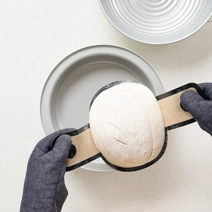 Nordic Ware Simply Sourdough™ Complete Bread Baking Kit BAKING PAN INCLUDED, Dual use Banneton lid, 22pg Guide book w/Recipes, Danish Whisk, Starter Jar, Cutter, Lifting Mat, Scraper, Cotton Liner
