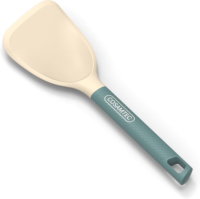 Silicone Small Spatula for Cooking Flexible Beveled Turner with Solid Inner Core and Heat Resistant Nylon Handle Ideal Spatula for Non-Stick Cookware
