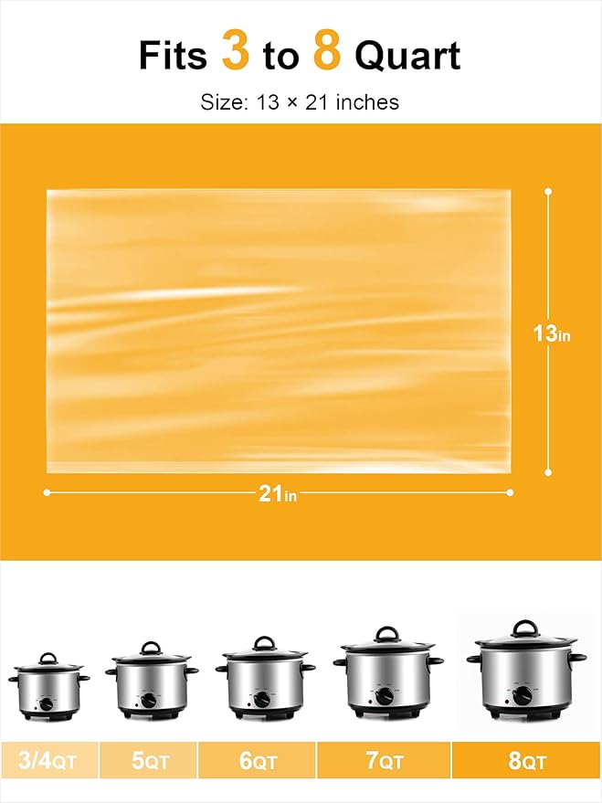 SMARTAKE Slow Cooker Liners, Large Size 13"x 21" Disposable Cooking Bags, Fit 3QT to 8QT for Slow Cooker, Cooking Trays, Suitable for Oval & Round Pots, 10 Liners