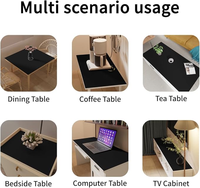 Leather Table Cover,1.8mm Thick,42x84 Inch Table Protector,Table Protector for Dining Room Table,Table Pads for Dining Room Table.(Black+Black,42x84)