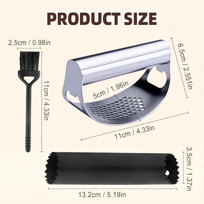 Stainless Steel Garlic Press Rocker, Ergonomic Garlic Crusher Tool for Effortless Mincing, Kitchen Gadget for Home Cooking and Chefs (1 PACK)