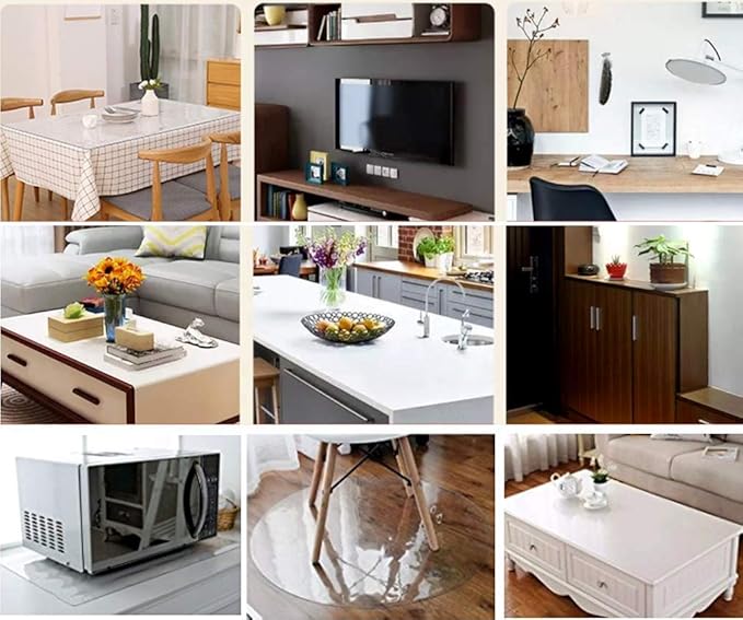 NECAUX Custom 28 x 67 Inch Clear Table Cover Protector, 1.5mm Thick Plastic Waterproof Heavy Duty Desk Pad Mat Tablecloth Protector for Coffee Table Sofa Table Media Stand Countertop Dining Table