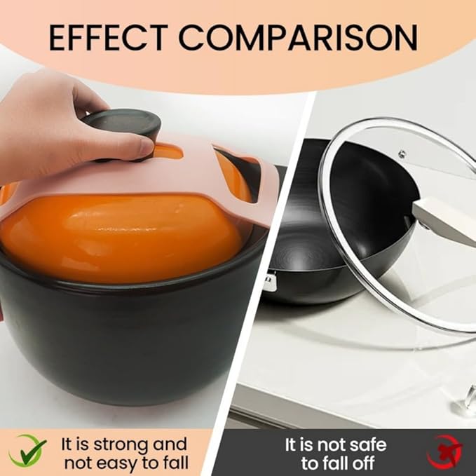 Silicone Lid Lock Strap for Crockpot Slow Cooker (6/7/8 Quart) - Universal Crockpot Lid Holder & Rubber Strap Alternative | Heat-Resistant, No-Spill Design Transport Accessories (Black 2PCS)