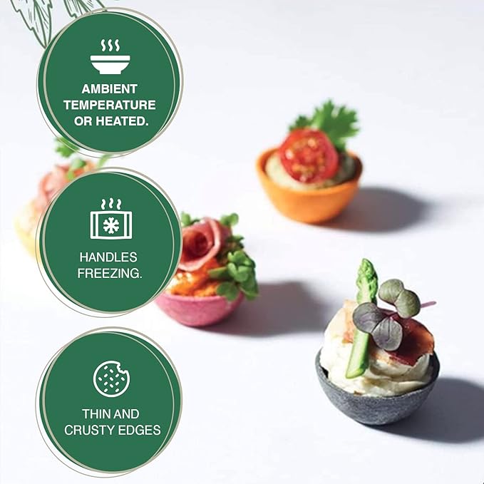 CROC'IN - Gold Mini Tart Shells - Edible Appetizer Or Dessert Cups - Pastry Pans - Artisanal & Vegan Confection - 60 Pieces