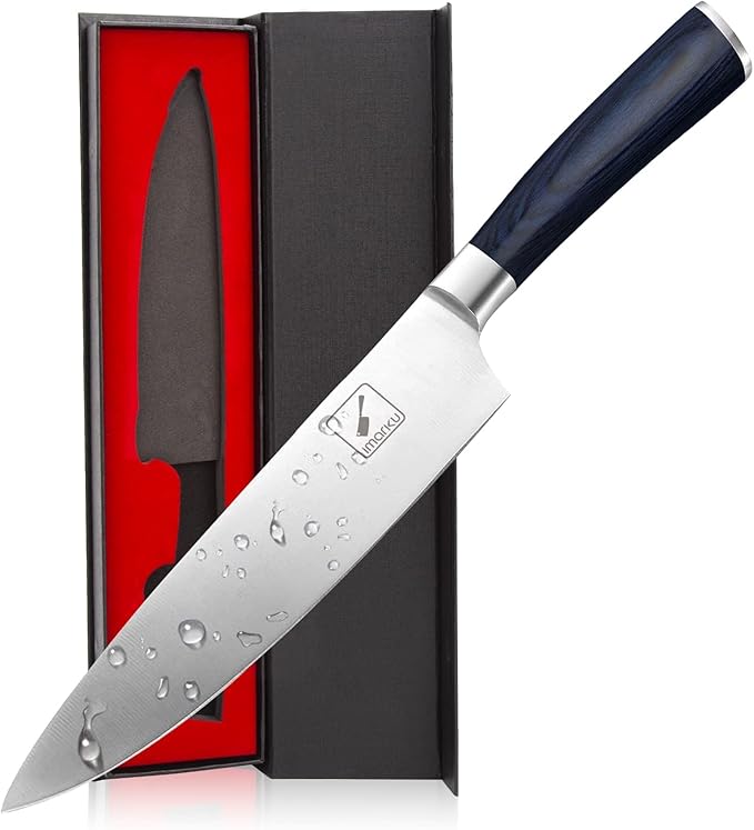 imarku Chef Knife - 8 Inch Pro Kitchen Knife, High Carbon Stainless Steel Japanese Knife, Chef's Knives with Ergonomic Handle, Ultra Sharp Knife, Gifts for Men and women (Blue Handle)