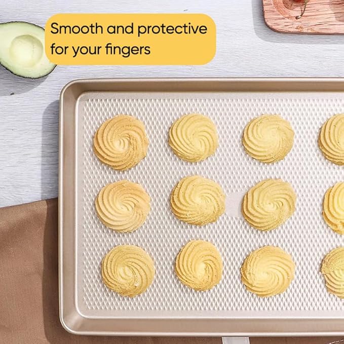 SAKER 3 Pack Nonstick Baking Sheet Set, Carbon Steel Cookie Pan with Cooling Rack, Even Heat Distribution & Warp-Resistant for Oven Baking, Roasting & Cooking (Black)