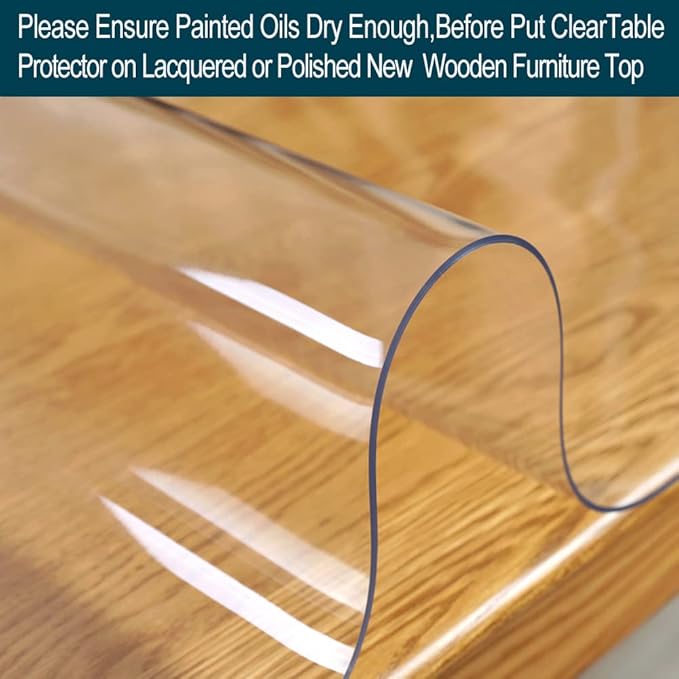 Wadrac Clear Table Protector Plastic Table Cloths PVC Night Stand Table Cover Mat Office Desk Mat Shelf Surface Protection Crystal Children Painting Cover Pad Transprent Rectangular 27.6x78.8 inch