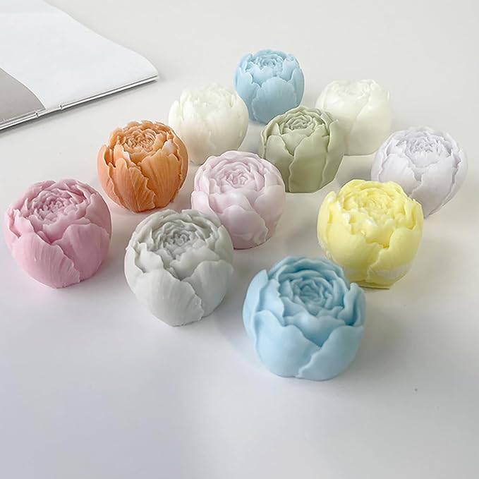 2 Pack Bud Flower Candle Mold - Resin Casting and Soap Making Silicone Molds for Home Decor - 3D Animal Clay Mold