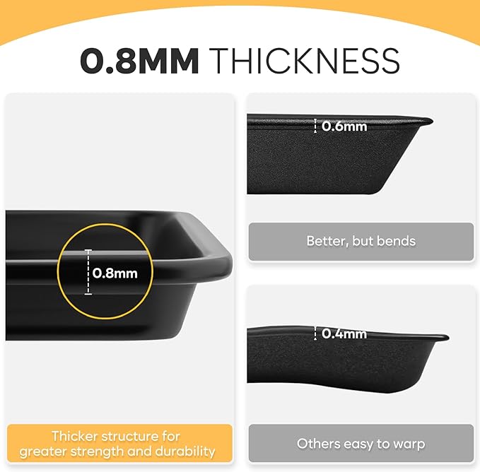 2 Pack Half Sheet Pan 17.5” x 13”, Cookie Sheets for Baking 0.8mm Thick Non Stick Baking Sheets for Oven Heavy Duty Baking Trays