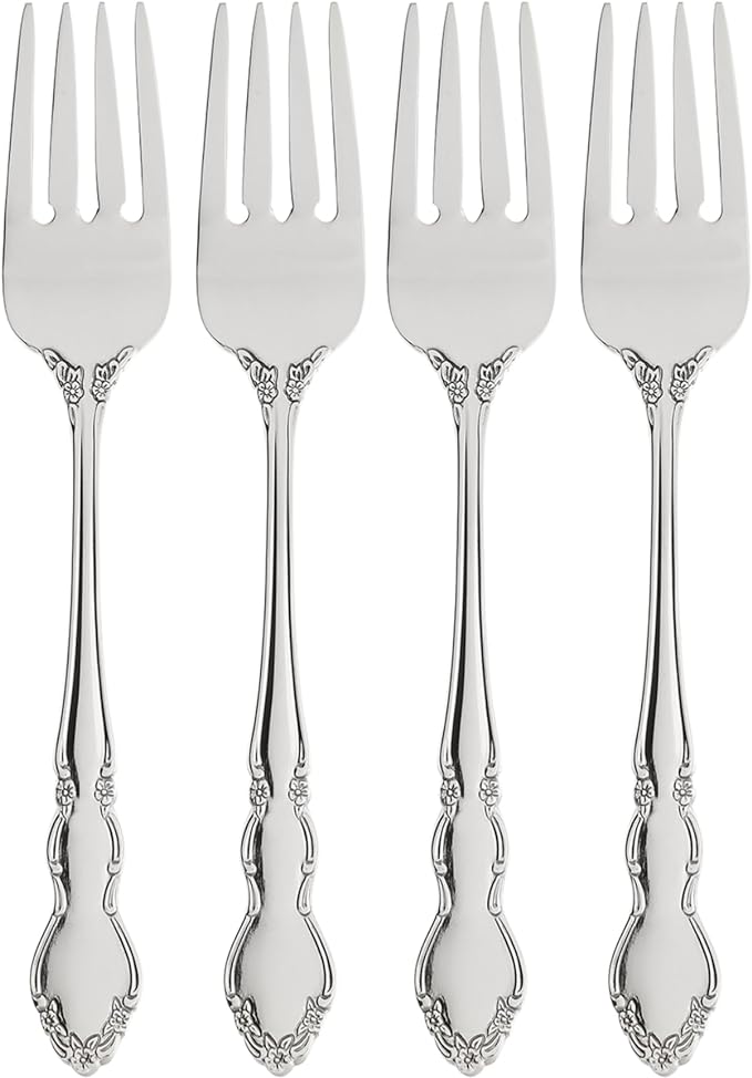 Oneida Dover Fine Flatware Salad Forks, Set of 4 , 18/10 Stainless Steel, Silverware Set, Dishwasher Safe