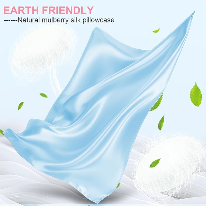 Mulberry Silk Pillow Cases 2 Pack Standard Size 20x26 Inches with Hidden Zipper, Ultra Smooth and Soft Breathable Cooling Silk Satin Pillowcase Set of 2, Better for Hair and Skin, Gifts for Women Men