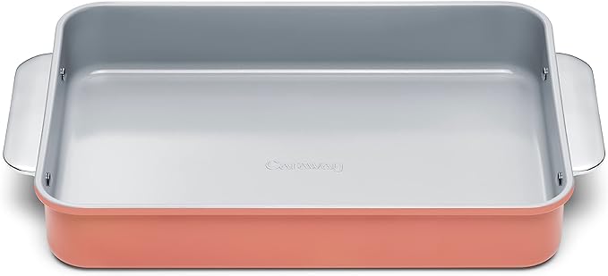 Caraway Non-Stick Ceramic 9”x13” Rectangle Pan - Naturally Slick Ceramic Coating - Non-Toxic, PTFE & PFOA Free - Perfect for Brownies, Lasagnas, and More - Perracotta