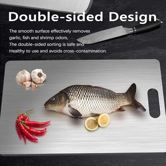Titanium Cutting Board Set of 3,100% Pure Titanium Cutting Boards for Kitchen Double Sided,Hygiene Durable Dishwasher,Fruit & Vegetables （3P-L)