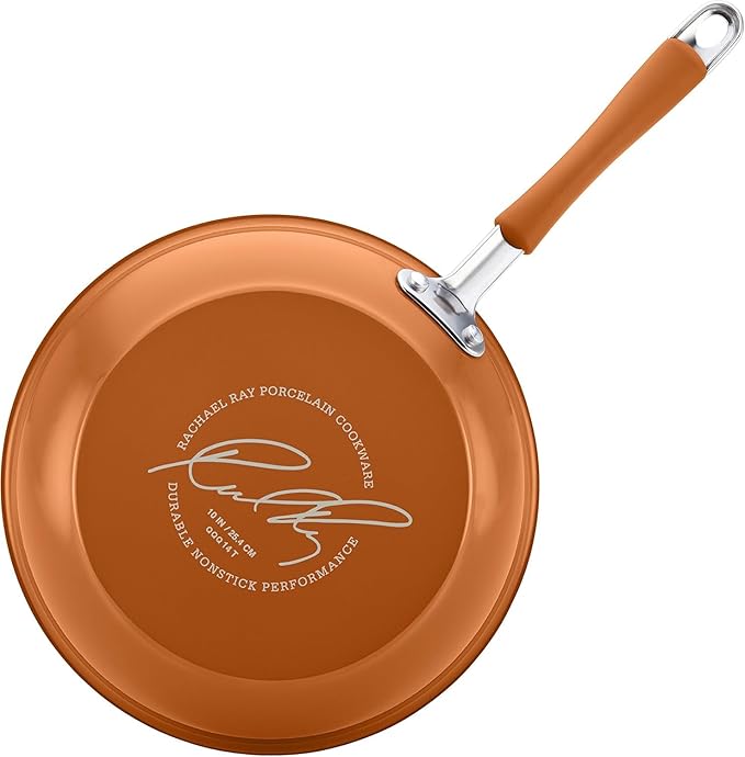Rachael Ray Cucina Nonstick Cookware Pots and Pans Set, 12 Piece, Pumpkin Orange