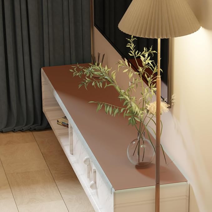 Leather Dresser Cover,1.8mm Thick,14x84 Inch,Dresser Protector Top,Dresser Top Protector,Dresser Cover Top,Dresser Top Cover,Dresser Cover Top for Bedroom.(Brown+Gray,14x84)