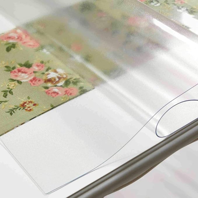 NECAUX Custom 27.6 x 55.2 Inch Frosted Table Cover Protector, 1.5mm Thick Plastic Water Resistent Heavy Duty Desk Pad Mat Non-Slip Tablecloth Protector for Coffee Table, Sofa Table, Countertop