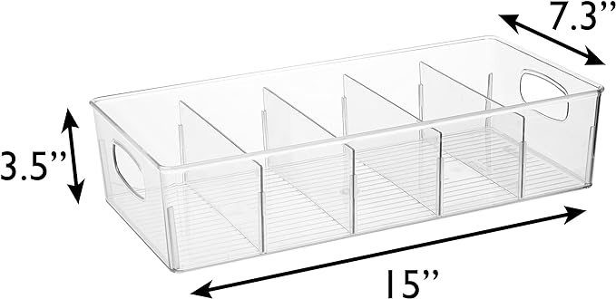 ClearSpace Plastic Pantry Organization and Storage Bins with Removable Dividers – Perfect Kitchen Organization or Kitchen Storage – Refrigerator Organizer Bins, Cabinet Organizers (2 Pack XL)