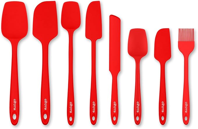 Elihome Mini Silicone Basting Pastry Brush, Cooking Brush for Oil Sauce Butter Marinades, Food Brushes for BBQ Grill Kitchen Baking, Baster Brushes Baste Pastries Cakes Meat Desserts, Food Grade, Red