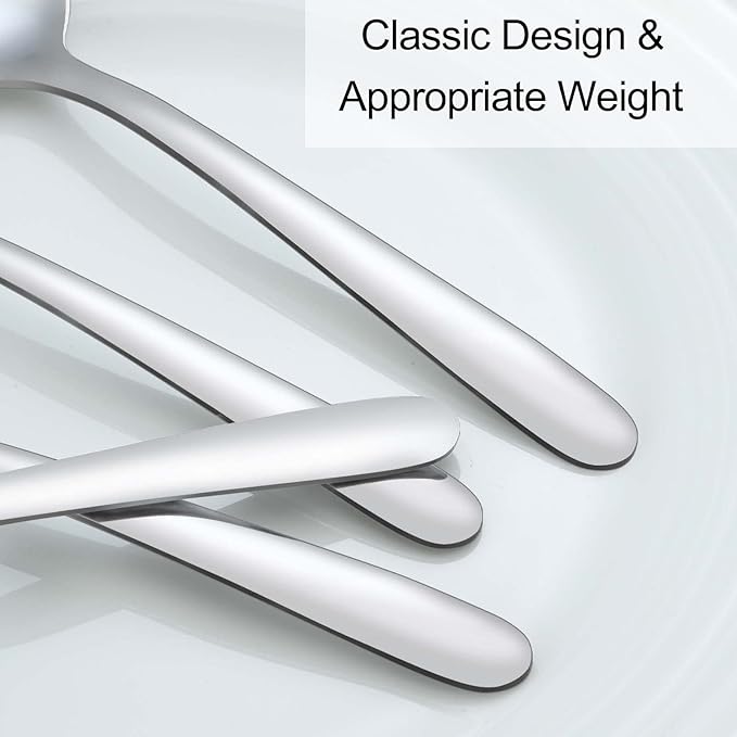 Pleafind 36 Pieces Teaspoons Set (6.2 inch), Spoon Silverware, Stainless Steel Tea Spoons, Mirror Polished Small Teaspoon, Dessert Spoons for Home, Kitchen, Restaurant, Dishwasher Safe