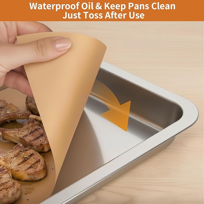 MakMeFre Parchment Paper Baking Sheets 300 PCS 12"x16" Pre Cut Non-Stick Baking Tray Mat,Oil Resistant and Waterproof Baking Paper,Fit for Food Baking,Cooking,Grilling,Air Fryer and Steaming