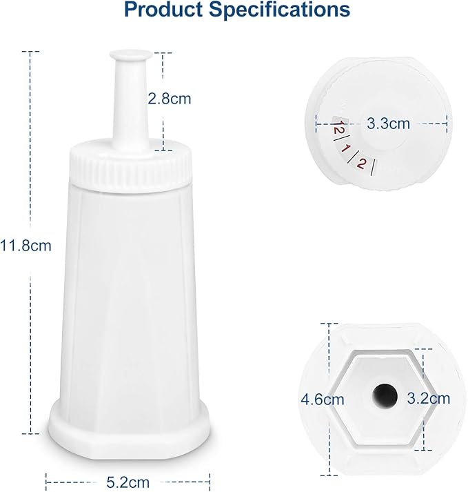 Filter - Replacement Water Filter Compatible with Breville Sage Claro Swiss For Oracle, Barista & Bambino - Compare to Part #BES008WHT0NUC1.(Pack of 2) (2) (2)